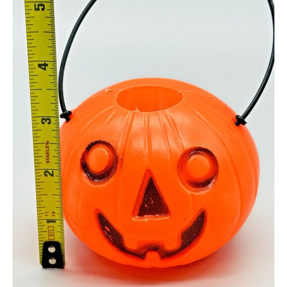 Halloween Blow Mold Pumpkin Jack O Lantern Trick Or Treat Bucket Pail Small 3" - Picture 5 of 6